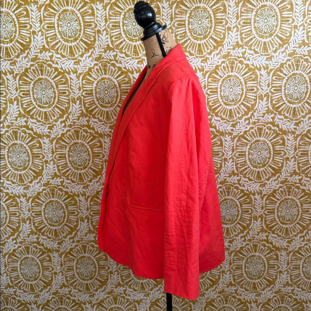 J. Crew Holland Linen-Blend One-Button Blazer in Flame Orange $178 Sz 22 - Picture 11 of 16